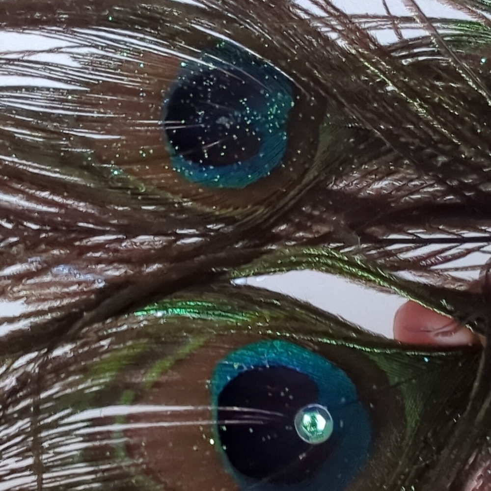Peacock Christmas Tree Ornament Ombre Blue With Sparkled Feathers - Picture 5 of 5